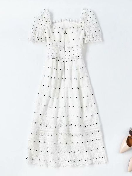 dress seqinyy white 2021 summer fashion design feminine short sleeve hollow rentals out elegant midi, Black;gray
dress seqinyy white 2021 summer fashion design feminine short sleeve hollow rentals out elegant midi, Black;gray