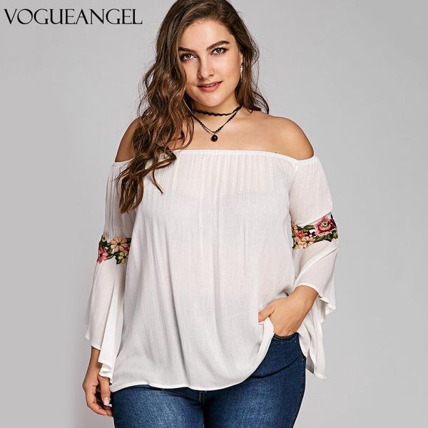 women blouses off shoulder bell sleeve embroidered patch shirts summer long floral embroidery women's &, White
women blouses off shoulder bell sleeve embroidered patch shirts summer long floral embroidery women's &, White