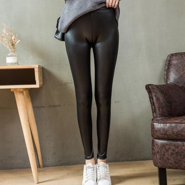 women's leggings normov pu women bodycon high elastic waist push up faux leather ankle length solid slim legggings female, Black
women's leggings normov pu women bodycon high elastic waist push up faux leather ankle length solid slim legggings female, Black
