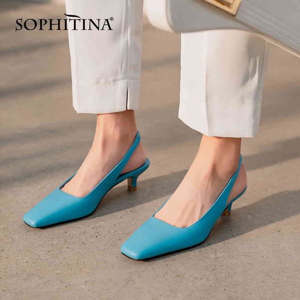 sophitina women shoes pumps concise style genuine leather thin mid heels basic shallow summer square toe slingback shoes fo40 210513, Black
sophitina women shoes pumps concise style genuine leather thin mid heels basic shallow summer square toe slingback shoes fo40 210513, Black