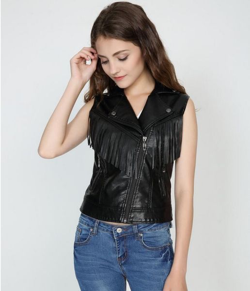 women's vests 2021 spring autumn female models vest soft pu multi button zipper short paragraph fringed sleeveless tide jacket, Black;white
women's vests 2021 spring autumn female models vest soft pu multi button zipper short paragraph fringed sleeveless tide jacket, Black;white