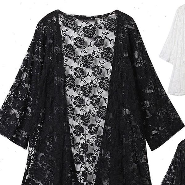women shirt elegant vintage kimono cardigan womens lace embroidered beach sunscreen clothing plus size blouse, White
women shirt elegant vintage kimono cardigan womens lace embroidered beach sunscreen clothing plus size blouse, White