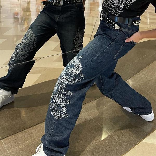 women's jeans embroidered dragon for women vintage streetwear loose high waisted woman casual slimming drape mom pants, Blue
women's jeans embroidered dragon for women vintage streetwear loose high waisted woman casual slimming drape mom pants, Blue