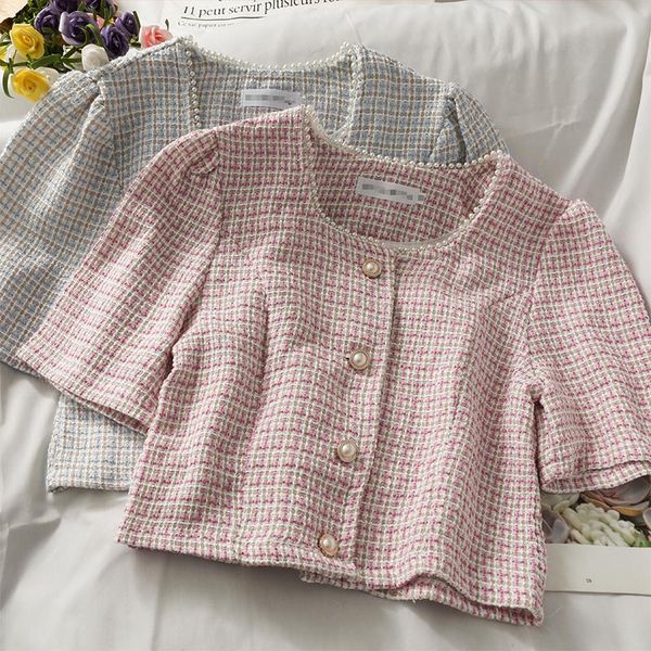 summer chic korean sweet short sleeve plaid woolen coats jackets women beading tweed jacket elegant vintage outwear crop women's, Black;brown
summer chic korean sweet short sleeve plaid woolen coats jackets women beading tweed jacket elegant vintage outwear crop women's, Black;brown