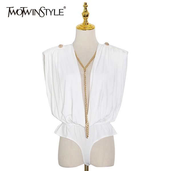 patchwork chain jumpsuit for women v neck sleeveless white bodysuit female fashion clothing stylish 210521, Black;white
patchwork chain jumpsuit for women v neck sleeveless white bodysuit female fashion clothing stylish 210521, Black;white