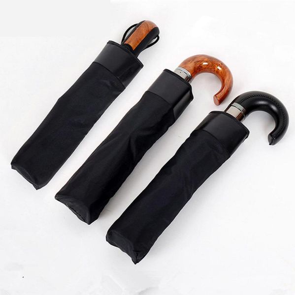 umbrellas automatic umbrella leather imitation wooden handle ten bones to increase men's business pure black folding
umbrellas automatic umbrella leather imitation wooden handle ten bones to increase men's business pure black folding