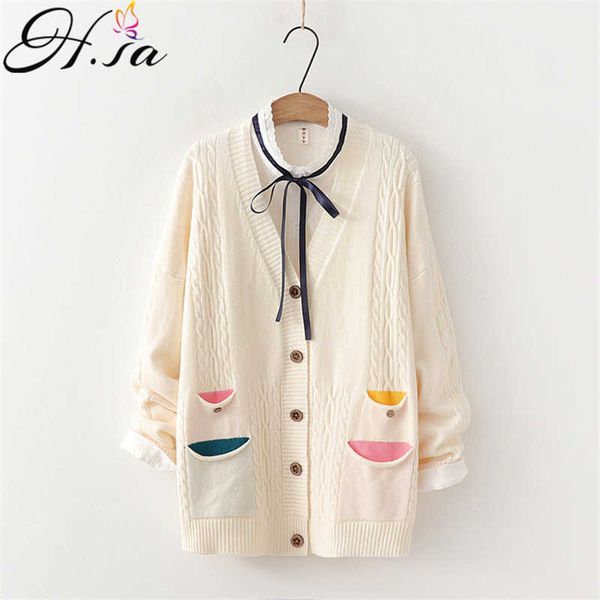 hsa v-neck women winter sweaters cardigans criss-cross button knit jacket color pockets chic long jacket ropa de mujer 210716, White;black
hsa v-neck women winter sweaters cardigans criss-cross button knit jacket color pockets chic long jacket ropa de mujer 210716, White;black