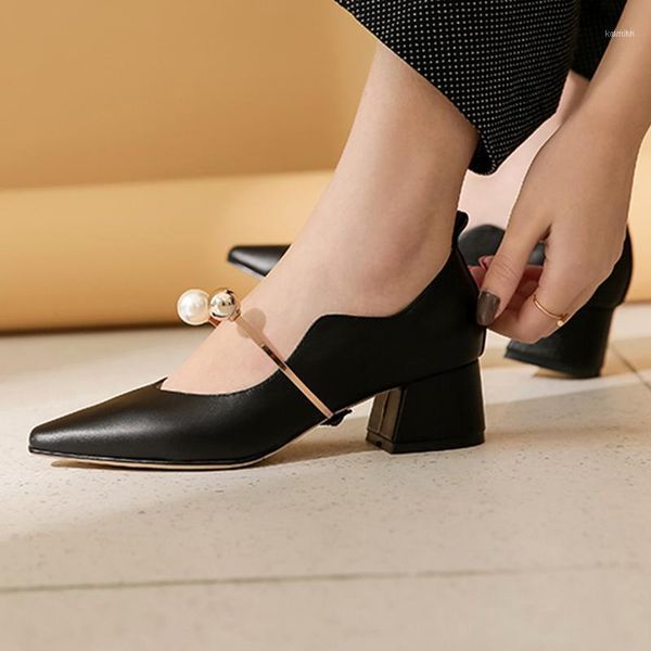 women spring sing shoes black genuine leather shallow pumps pearl metal circle square heels footwear zapatillas femmes1
women spring sing shoes black genuine leather shallow pumps pearl metal circle square heels footwear zapatillas femmes1