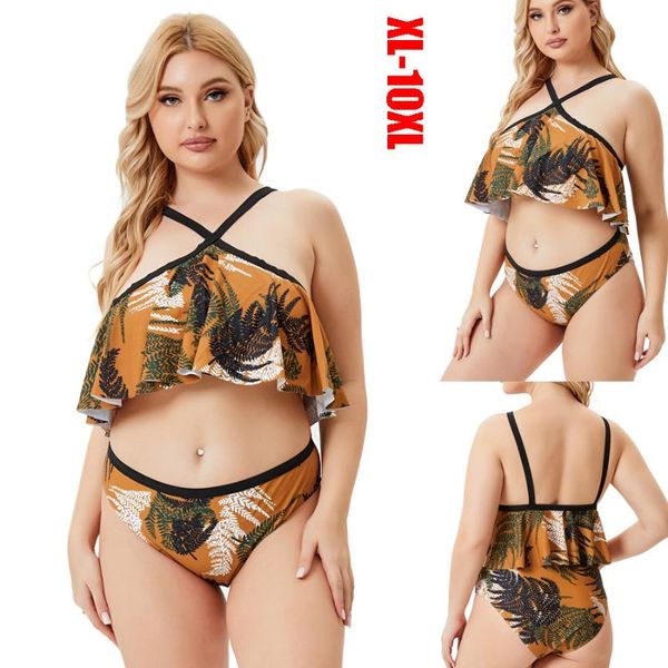women's swimwear 2022 large size xl-10xl floral print bikini set women swimsuit summer boho ruffle beachwear mujer biquini, White;black
women's swimwear 2022 large size xl-10xl floral print bikini set women swimsuit summer boho ruffle beachwear mujer biquini, White;black