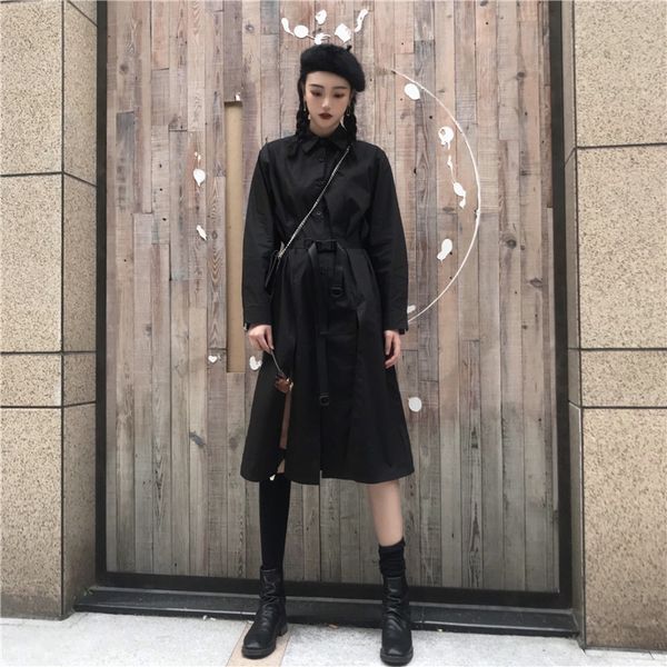 women's dress korean ins harajuku style dark split long-legged mid-length personalized shirt female bandage pl147 210506, Black;gray
women's dress korean ins harajuku style dark split long-legged mid-length personalized shirt female bandage pl147 210506, Black;gray