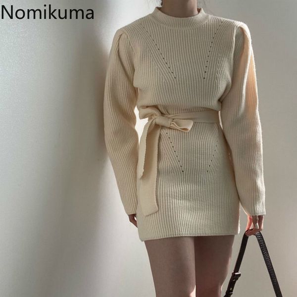 nomikuma korean hollow-out stand neck sweater dress sashes slim waist mini vestidos long sleeve slim women knitted dresses 6d791 210427, Black;gray
nomikuma korean hollow-out stand neck sweater dress sashes slim waist mini vestidos long sleeve slim women knitted dresses 6d791 210427, Black;gray