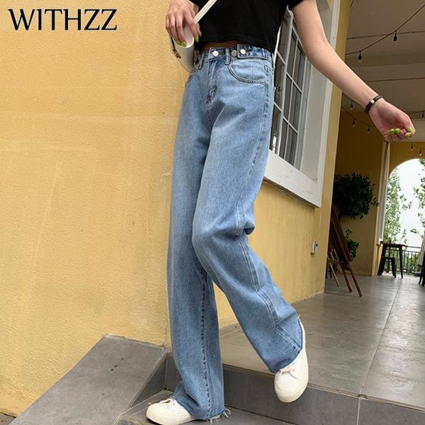 women's jeans withzz spring summer loose high waist wide leg straight pants denim trousers cut-edge, Blue
women's jeans withzz spring summer loose high waist wide leg straight pants denim trousers cut-edge, Blue