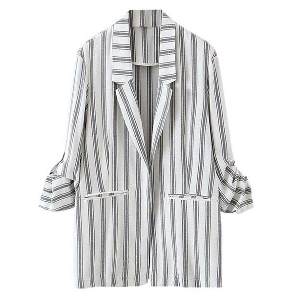 women's suits & blazers adherebling summer autumn wrist sleeve notched collar open front women ol office lady striped suit jacket femal, White;black
women's suits & blazers adherebling summer autumn wrist sleeve notched collar open front women ol office lady striped suit jacket femal, White;black