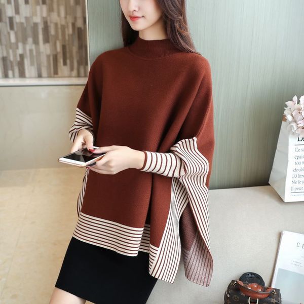 danjeaner loose bat sleeve stripes pullover turtleneck knitted sweater poncho oversize jumpers women autumn winter wool coat, White;black
danjeaner loose bat sleeve stripes pullover turtleneck knitted sweater poncho oversize jumpers women autumn winter wool coat, White;black