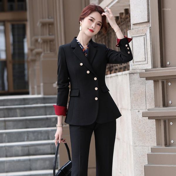 women's two piece pants temperament suit two-piece office suits autumn and winter single-breasted female jacket casual business wear, White
women's two piece pants temperament suit two-piece office suits autumn and winter single-breasted female jacket casual business wear, White