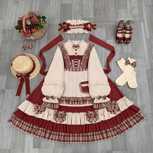 casual dresses spring wine red strawberry custom made japan girlribbon bow lantern sleeve sweet princess gothic cosplay lolita dress, Black;gray
casual dresses spring wine red strawberry custom made japan girlribbon bow lantern sleeve sweet princess gothic cosplay lolita dress, Black;gray