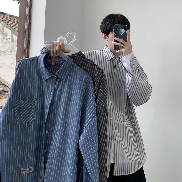 men's casual shirts privathinker oversize striped 2021 fashion korean streetwear woman loose long sleeve male clothing harajuku e3, White;black
men's casual shirts privathinker oversize striped 2021 fashion korean streetwear woman loose long sleeve male clothing harajuku e3, White;black