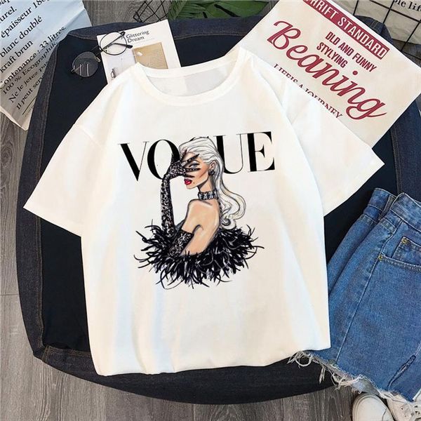 vogue summer harajuku and womens men t shirts large women size streetwear casual short sleeved female print o neck tee, White;black
vogue summer harajuku and womens men t shirts large women size streetwear casual short sleeved female print o neck tee, White;black