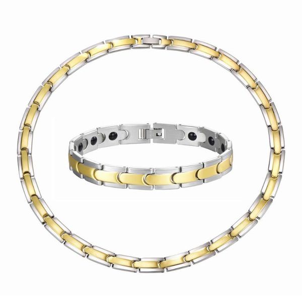earrings & necklace plating rose gold stainless steel set magnetic therapy two-piece bracelet, Silver
earrings & necklace plating rose gold stainless steel set magnetic therapy two-piece bracelet, Silver