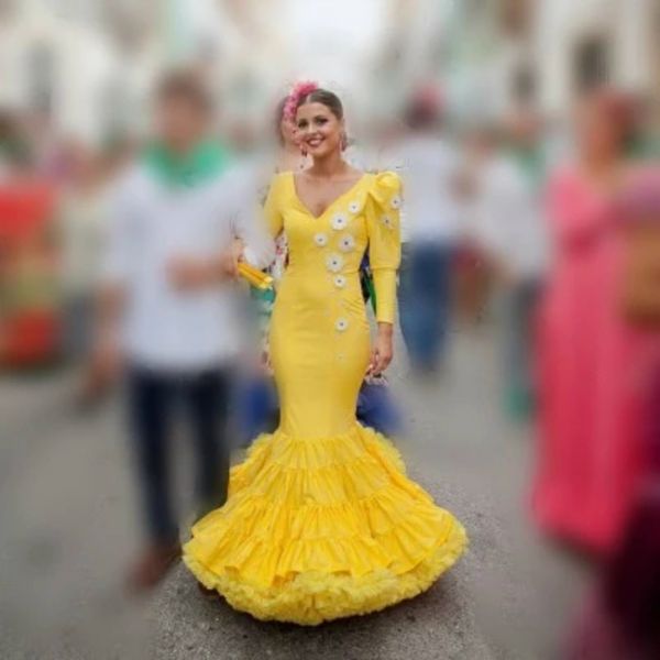 chic yellow mermaid prom dresses v neck long sleeves flower appliques women party evening gowns puffy custom made, Black
chic yellow mermaid prom dresses v neck long sleeves flower appliques women party evening gowns puffy custom made, Black