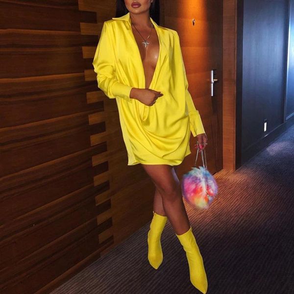 casual dresses low cut v neck dress women yellow long sleeve elegant night club party loose vestidos, Black;gray
casual dresses low cut v neck dress women yellow long sleeve elegant night club party loose vestidos, Black;gray