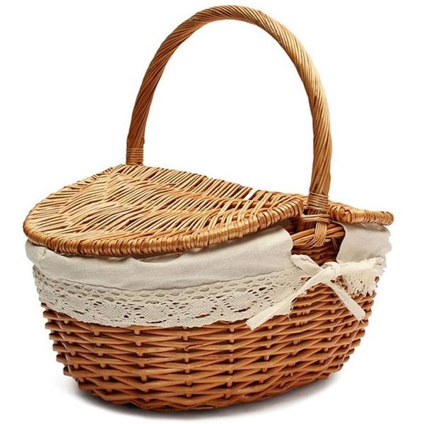 handmade wicker basket with handle camping picnic double lids storage hamper cloth lining baskets
handmade wicker basket with handle camping picnic double lids storage hamper cloth lining baskets