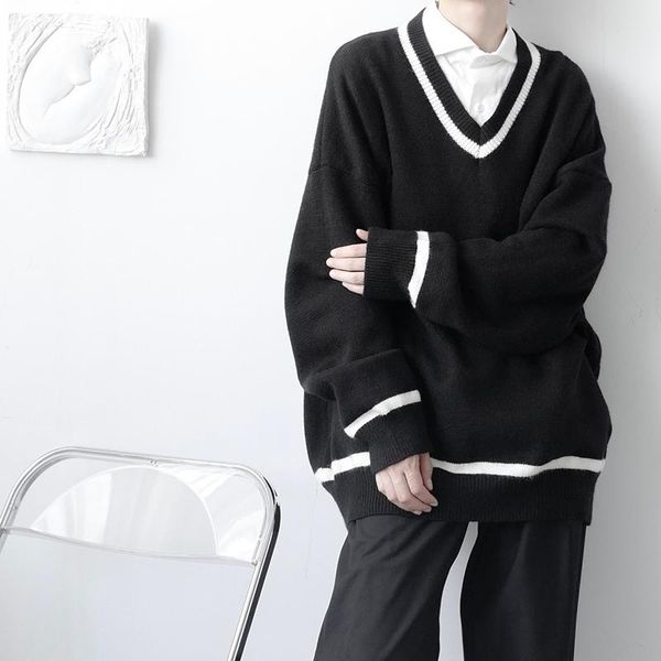 men's sweaters man sweater men and women niche simple v-neck loose vintage pullover oversize korean streetwear knitwear, White;black
men's sweaters man sweater men and women niche simple v-neck loose vintage pullover oversize korean streetwear knitwear, White;black
