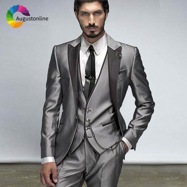 men's suits & blazers italian sliver men for wedding black peak lapel slim fit groom tuxedos 3pieces male jacket pants vest 6jeb, White;black
men's suits & blazers italian sliver men for wedding black peak lapel slim fit groom tuxedos 3pieces male jacket pants vest 6jeb, White;black