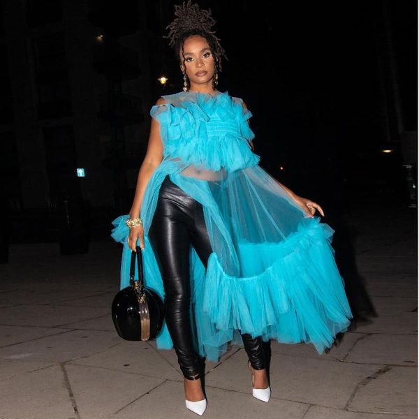 women's t-shirt summer fashion elegant sipmle shirts tulle ruffles layer see thru elastic woman clothes plus size custom made, White
women's t-shirt summer fashion elegant sipmle shirts tulle ruffles layer see thru elastic woman clothes plus size custom made, White