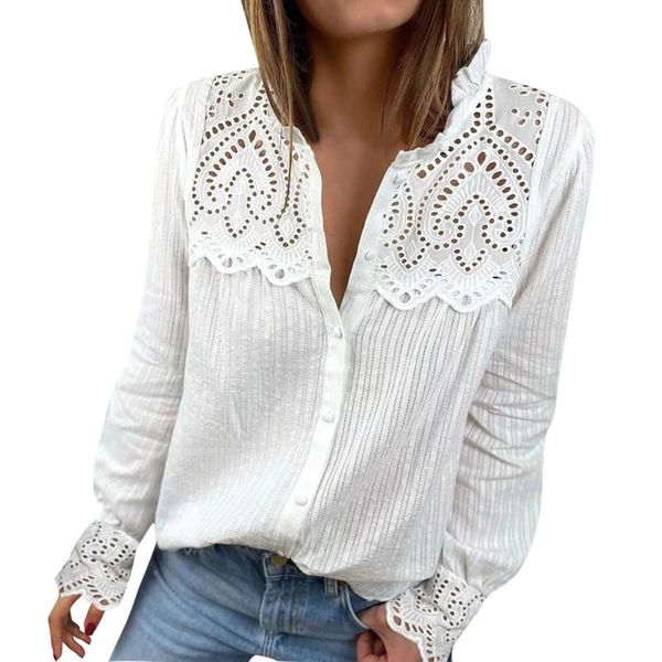 women's blouses & shirts blouse casual solid color lace long sleeves chiffon plus size shirt loose pullover v neck women clothing tuni, White
women's blouses & shirts blouse casual solid color lace long sleeves chiffon plus size shirt loose pullover v neck women clothing tuni, White