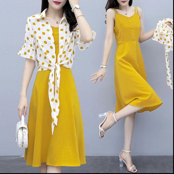 summer casual polka dots womens dresses yellow coat simple elegant button midi strap dress 2 piece sets female plus size, White
summer casual polka dots womens dresses yellow coat simple elegant button midi strap dress 2 piece sets female plus size, White