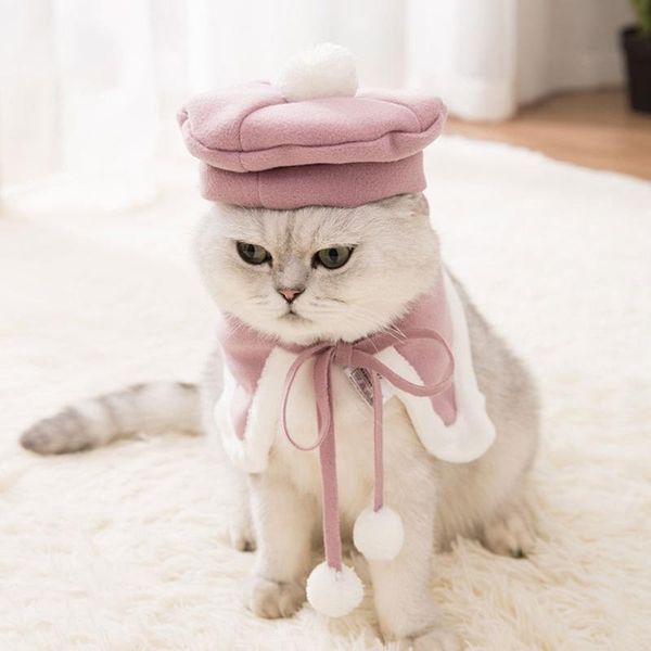 pink beret and cape suit pet cat dog clothes christmas easter equipment comfortable fabric cute apparel
pink beret and cape suit pet cat dog clothes christmas easter equipment comfortable fabric cute apparel