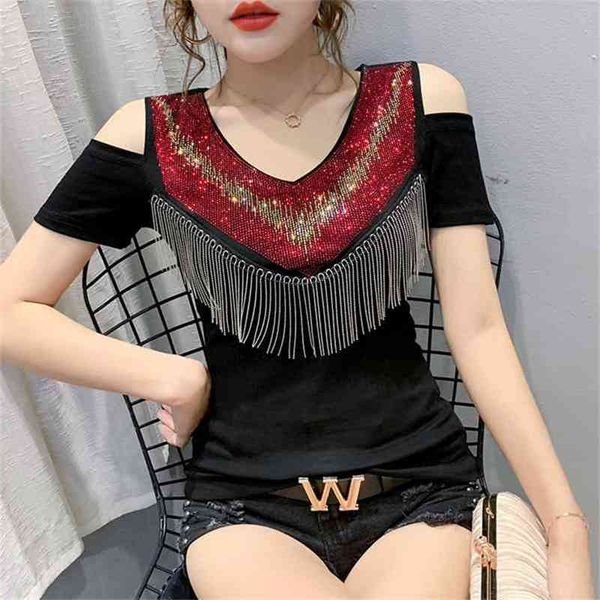 summer european clothes t-shirt fashion off shoulder coloured diamonds tassel women ropa mujer shirt tees t05607 210401, White
summer european clothes t-shirt fashion off shoulder coloured diamonds tassel women ropa mujer shirt tees t05607 210401, White