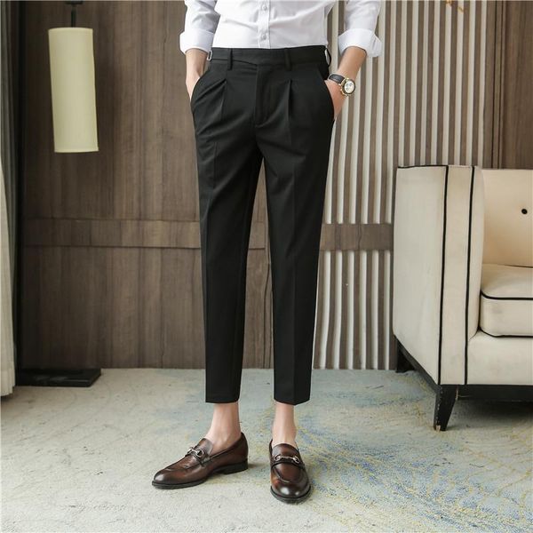 men's suits & blazers british style spring slim fit dress pants men clothing 2021 comfortable ankle length stretched office trousers fo, White;black
men's suits & blazers british style spring slim fit dress pants men clothing 2021 comfortable ankle length stretched office trousers fo, White;black