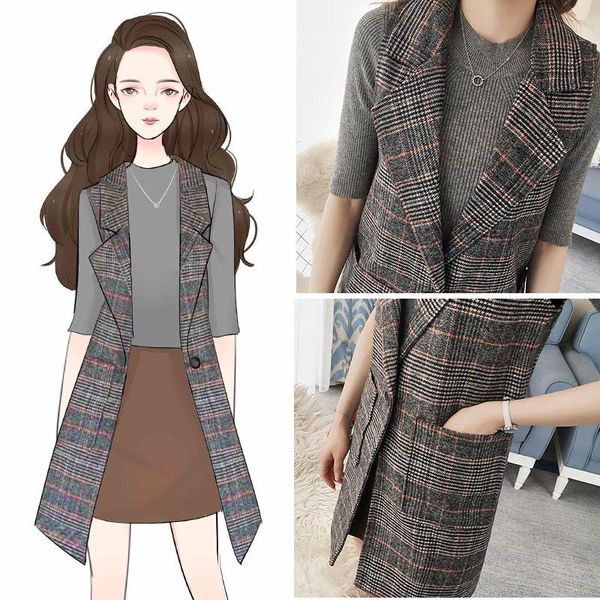 women's vests spring long blazer vest women office slim single button plaid suit fashion elegant waistcoat sleeveless jacket a22, Black;white
women's vests spring long blazer vest women office slim single button plaid suit fashion elegant waistcoat sleeveless jacket a22, Black;white