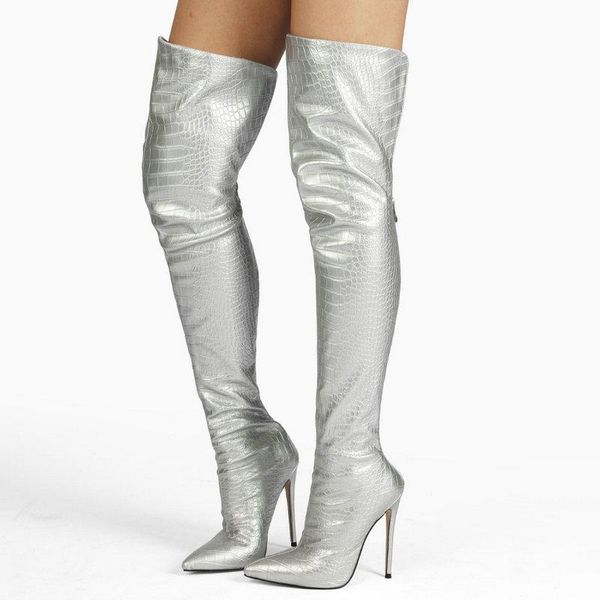 boots super stiletto women's shoes stone print zipper knee high ladies pointed toe autumn winter thigh blue sliver, Black
boots super stiletto women's shoes stone print zipper knee high ladies pointed toe autumn winter thigh blue sliver, Black