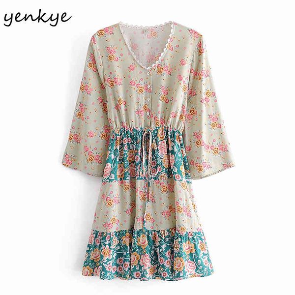 vintage hit color floral print summer dress women v neck drawstring waist a-line casual holiday boho vestido 210430, Black;gray
vintage hit color floral print summer dress women v neck drawstring waist a-line casual holiday boho vestido 210430, Black;gray