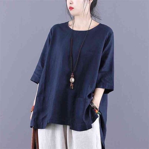 summer arts style women half sleeve loose t-shirt big pocket cotton linen vintage tee shirt femme plus size m106 210512, White
summer arts style women half sleeve loose t-shirt big pocket cotton linen vintage tee shirt femme plus size m106 210512, White