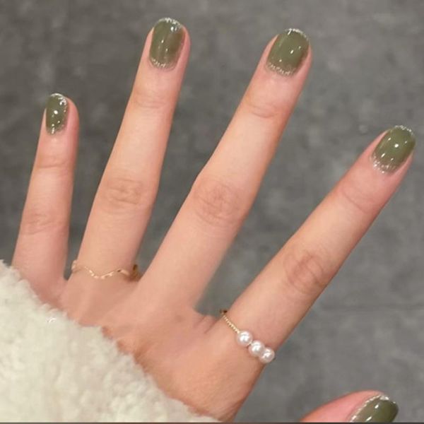 false nails 24pcs short green nail extension patch with silver brim set waterproof art supplies glue, Red;gold
false nails 24pcs short green nail extension patch with silver brim set waterproof art supplies glue, Red;gold