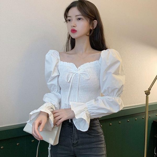 women autumn blouse temperament square collar slim shirt spring long sleeve blouses white black women's & shirts
women autumn blouse temperament square collar slim shirt spring long sleeve blouses white black women's & shirts