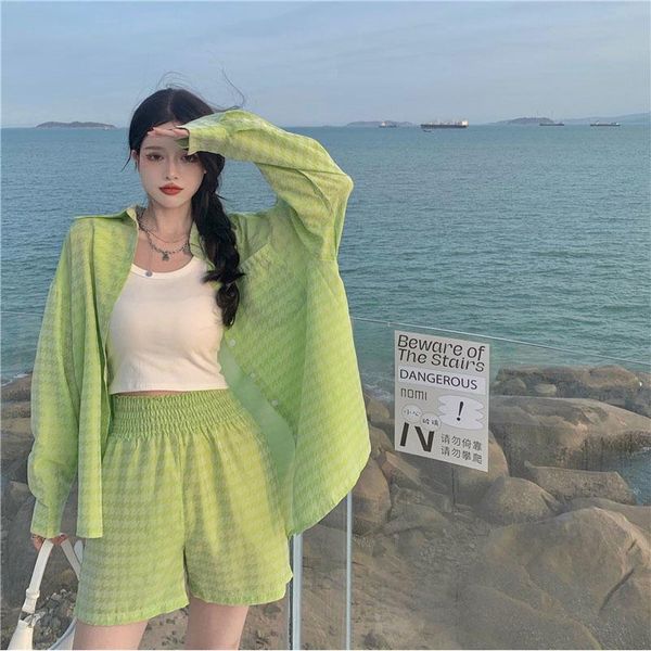 women's tracksuits green women shirts casual 2 piece sets long sleeve and elastic waist shorts summer outfits loose, Gray
women's tracksuits green women shirts casual 2 piece sets long sleeve and elastic waist shorts summer outfits loose, Gray