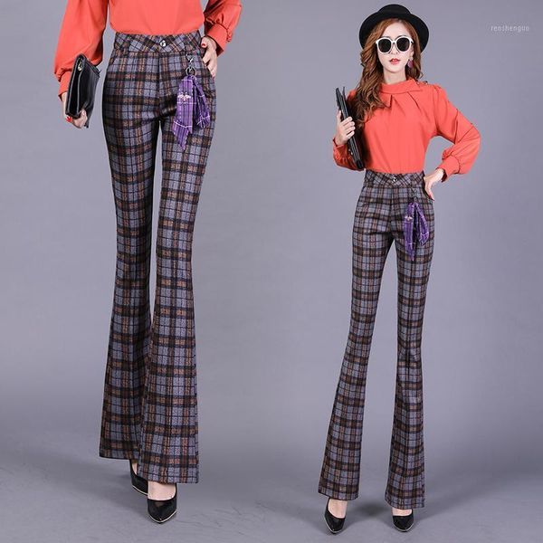 women's pants & capris winter office lady ol casual high waist woolen plaid thick wool flare women trousers, Black;white
women's pants & capris winter office lady ol casual high waist woolen plaid thick wool flare women trousers, Black;white
