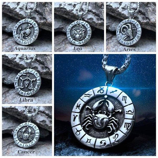 pendant necklaces silver color 12 constellation zodiac sign necklace punk retro stainless steel rope chain horoscope for men
pendant necklaces silver color 12 constellation zodiac sign necklace punk retro stainless steel rope chain horoscope for men