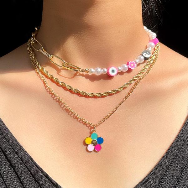 chains 3pcs fashion candy color enamel flower pendant necklace for women golden metal asymmetrical clay pearl beaded necklaces jewelry, Silver
chains 3pcs fashion candy color enamel flower pendant necklace for women golden metal asymmetrical clay pearl beaded necklaces jewelry, Silver