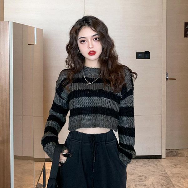 women's sweaters limiguyue vintage short striped women o-neck pullover loose knitted jumpers students bf harajuku streetwear k3185, White;black
women's sweaters limiguyue vintage short striped women o-neck pullover loose knitted jumpers students bf harajuku streetwear k3185, White;black