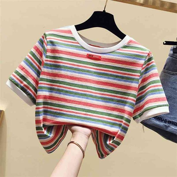 summer women's t-shirt short sleeves o neck stripe style tees girls pullover casual a3291 210519, White
summer women's t-shirt short sleeves o neck stripe style tees girls pullover casual a3291 210519, White