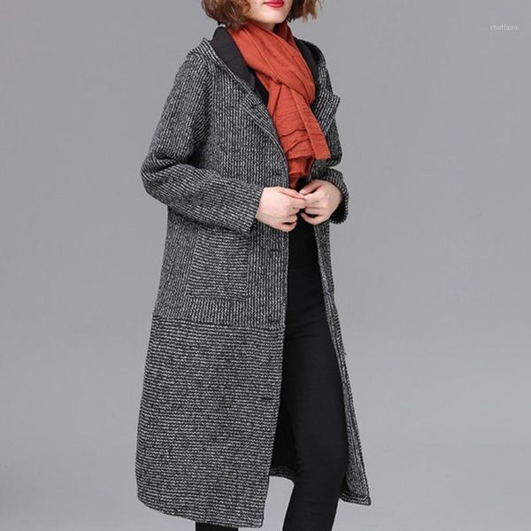 women's wool & blends mid-length woolen coat loose korean casual cardigan jacket 2021 autumn and winter clothing wn*, Black
women's wool & blends mid-length woolen coat loose korean casual cardigan jacket 2021 autumn and winter clothing wn*, Black