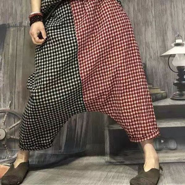 women's jeans summer women casual loose elastic waist ankle-length pants high cotton linen plaid patchwork harem w331 2pbq, Blue
women's jeans summer women casual loose elastic waist ankle-length pants high cotton linen plaid patchwork harem w331 2pbq, Blue