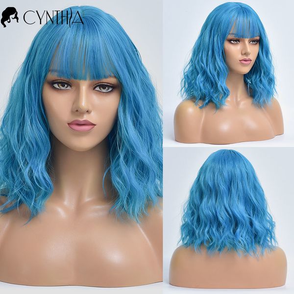 cosplay blue short wave colored hair synthetic wigs with bangs for white women natural heat resistant daily female fiber wig, Black
cosplay blue short wave colored hair synthetic wigs with bangs for white women natural heat resistant daily female fiber wig, Black