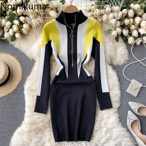 nomikuma korean hit color zipper stand neck sweater dress long sleeve slim stretch bodycorn dresses new vestidos 6e055 210427, Black;gray
nomikuma korean hit color zipper stand neck sweater dress long sleeve slim stretch bodycorn dresses new vestidos 6e055 210427, Black;gray